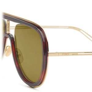 Fendi - Futuristic - Mask Sunglasses - Gold Havana